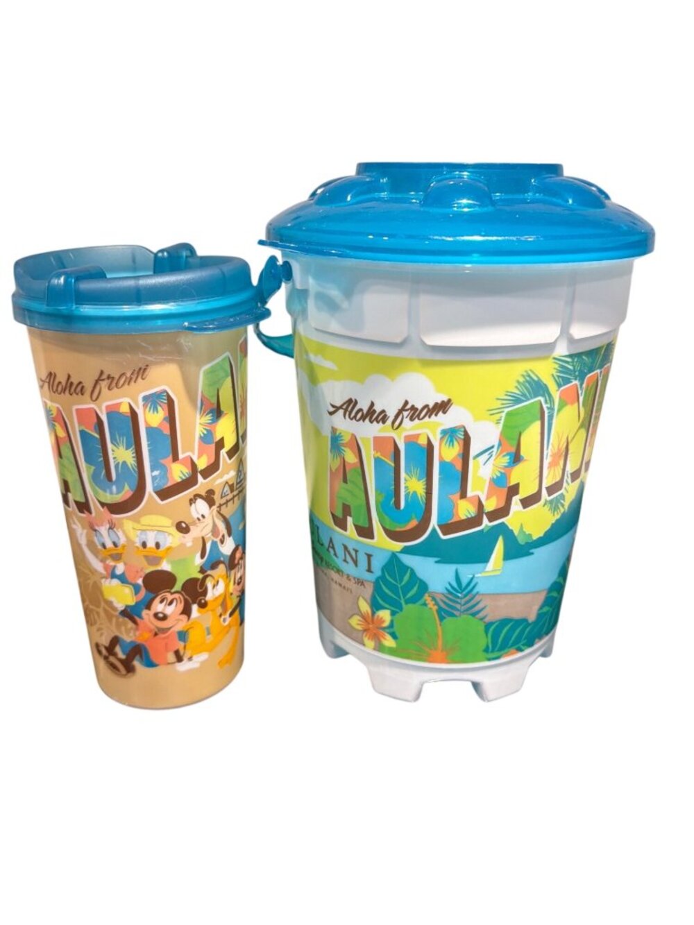 Disney Aulani Resort Refillable Mug & Popcorn Bucket With Tropical Design